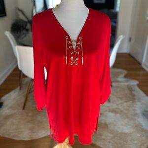 Michael Kors red lace up front tunic